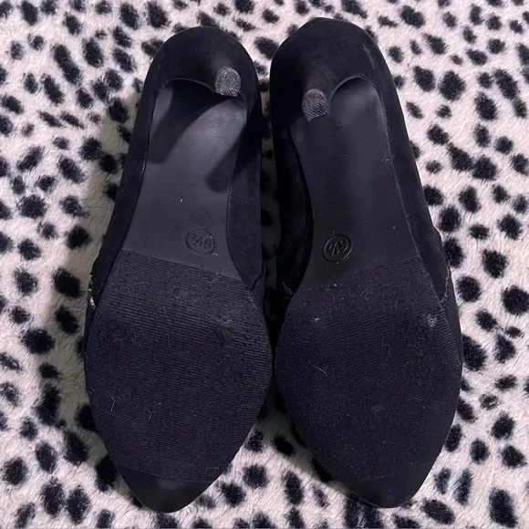 Black Suede Like High Heels Booties with Zippers 6.5 - Picture 2 of 10